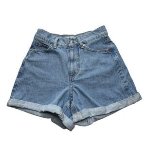 Topshop Women's High Rise Denim Mom Cuffed Shorts US 2 Summer Spring